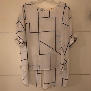 White with Black Short Sleve Blouse